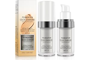 TIOUEO 2pcs Color Changing Foundation SPF15, Seamless Tone Matching and Sun Protection,Long-Lasting Hydrating and Nourishing for All Skin