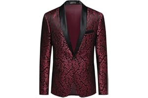 Allthemen Blazer Casual di Lusso da Uomo Slim Fit Paisley Floral Jacquard Suit Giacche Cappotti Eleganti Giacche Chic