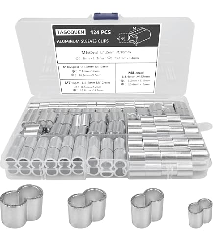 340Pcs Doppia Ghiera Piegatura Loop Manica Alluminio, Morsetti Fune - 2