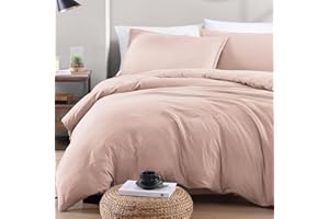 LANE LINEN 4-Piece Double Bedding Set - Pre-Washed Microfiber Duvet Cover, Fitted Sheet, and Pillowcase – Cozy and Durable (Sepia Rose)