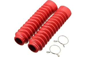 Alamor Pair Motorcycle Rubber Front Fork Cover Protector Gaiters Boot Gaitor 4 Colors-Red