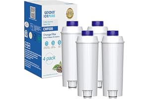 GOLDEN ICEPURE Filtro Acqua per Macchine da Caffè Compatibile Con De'Longhi DLSC002/SER3017 & 5513292811, Compatibile con De Longhi/ECAM/ESAM/ETAM/BCO, Serie EC, 4 pezzi