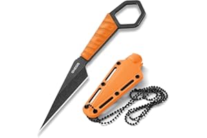 Omesio S-FC05 Coltello Da Collo, Lunghezza Lama 6,8 cm, Acciaio 5CR13MOV Coltello Da Collo EDC Outdoor Con Impugnatura in Abs Collana Da Campeggio per Escursionismo