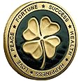 HARPIMER Lucky Coin with Good Luck Four Leaf Clover and Elephant and Lucky Symbols Commemorative Coin