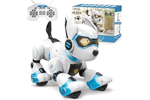 PRANITE Perro Robot para Niños, Teledirigido y Recargable, Programable, con Control por Voz, Control Gestual, Música y Danza