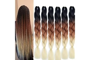 SHANGXIU Shang Xiu Lot de 6 extensions de cheveux tressés en cheveux synthétiques Kanekalon pour bricolage Couleur ombré Violet 3 tons 100 g/pièce 60 cm