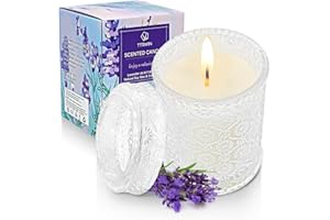 TTRWIN Duftkerze Lavendel im Glas, 200g Kerze aus Natürlichem Sojawachs, 50 Stunden Brenndauer, Schönes Geschenk für Frauen, Dekoration für Weihnachten, Geburtstag, Muttertag