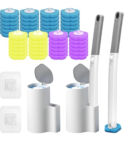 Disposable Toilet Brush With Refill Heads - Wall Mounted Cleaning System Includes Storage Caddy & Toilet Wand, 24 Scrubbing Pads - View #3