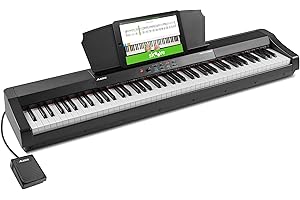 Alesis Recital Grand Piano Eléctrico 88 Teclas Contrapesadas de Acción Martillo con Altavoces, Lecciones de Piano, Metrónomo y 16 Kits de Sonidos
