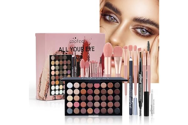 Joyeee 40 Couleurs Palette de fards à paupières Professionnel, Ensemble-cadeau de Maquillage de Yeux avec Mascara stylo à sourcils eyeliner pinceaux cosmétique, Set de Voyage Portatif pour Femme Fille