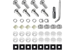 deemars Tornillo de Matrícula Antirrobo, Kit de Tornillo de Matrícula, 1/4 "Tornillo de Matrícula Antiferrugem Soporte de Marco de Automóvil Universal (Plateado)