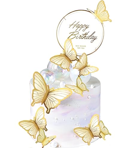 42 Stück 3D Schmetterling Tortenaufsatz – Gold, Für Babyparty, Geburtstag & Hochzeit, Nicht Essbar