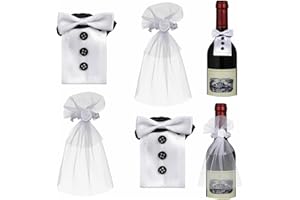 SOIMISS Lot de 2 Paires de Housses pour Bouteille de vin avec mariés - de Mariage Amusants - Décoration de Table de Mariage