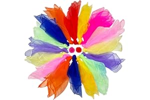 Druuzyl 18 pañuelos Malabares 60x60cm - Set 9 Colores Vibrantes - Tela Chiffon Ultraligera para niños - Ideal espectáculos, Danza y Terapia sensorial