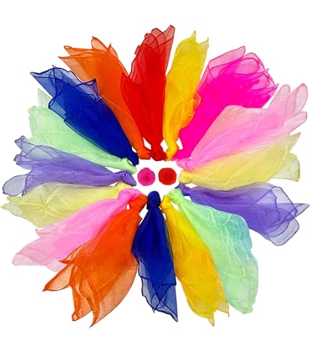 Foulards De Jonglage 12 Pièces - 60x60cm, Couleurs Assorties, En Nylon Léger, Pour Enfants, Magie, Cirque, Danse, Décoration - 10