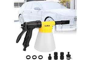BTBHIHO 900ml Car Wash Foam Gun, Yellow Low Pressure Snow Foam Sprayer for Car Wash, Foam Cleaner Spray with Removable Nozzle, Easy to Use Hose Foam Sprayer for Vehicles for Cars Washing Gardening