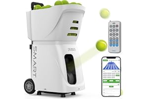 PUSUN Tennis Ball Machine, Tennis Ball Launcher with External Battery, Dual-control via App&Remote, 100+Ball Capacity,Multiple Training Mode Self-program, 4-6hrs Battery Life(Work with Padel Tennis)