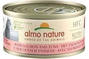 almo nature HFC Cat Lot de 24 boîtes de Nourriture Humide complète pour Chaton avec Saumon et Thon 70 g