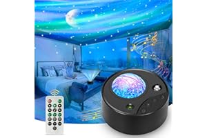 IBELL Lampada Proiettore Stelle,Proiettore Aurora Cielo Stellato Bambini, LED Lampada Musicale Romantica Cielo Stellato,con Telecomando,Rumore Bianco,Timer,Regalo per Bambini Adulto Decorazione della Stanza