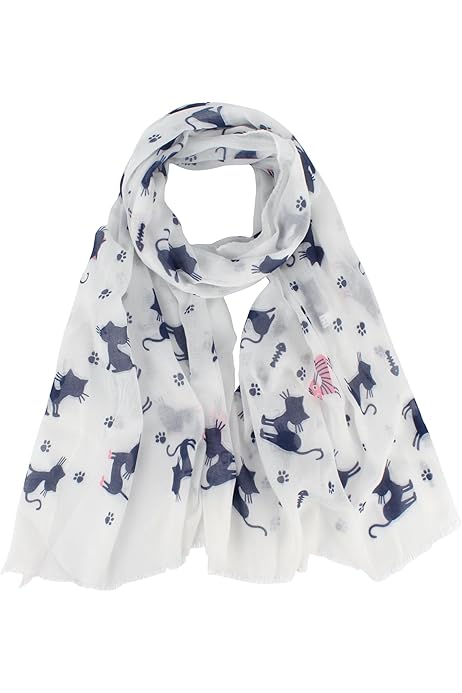Sciarpa Donna Lina & Lily Teschi E Rose - Stampa 90x180 Cm Morbida E Leggera Sciarpa Gatti