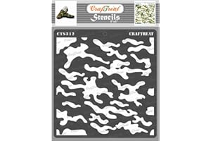 ‎CRAFTREAT CrafTreat Camouflage Stencils for Furniture Painting - Camouflage Stencil Size: 15 x 15 cm - Textured Stencils for Crafts Reusable - Texture Pattern Stencil for Camouflage - Camo Stencil