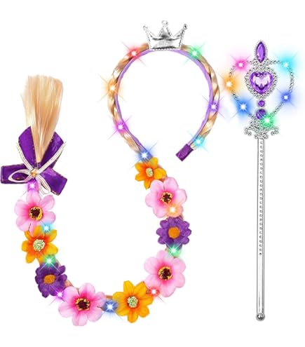 2 Pièces Perruque Raiponce Et Baguette De Princesse