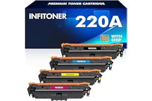INFITONER 220A 220X Toner With Chip for HP 220A Toner Set Compatibel for Color Laserjet Pro MFP 4302dw 4302fdw 4202dw 4302fdw 4202dn 4302fdn Black Cyan Yellow Magenta, W2200A W2201A W2202A W2203A, 4PK