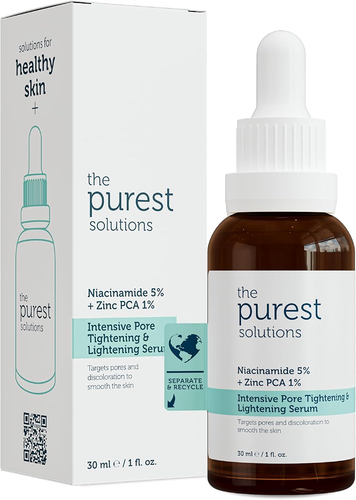 The Purest Solutions, Gözenek ve Siyah Nokta Karşıtı, Sivilce Önleyici Niacinamide Cilt Bakım Serumu 30 ml (Niacinamide 5% & Zinc Pca 1%)