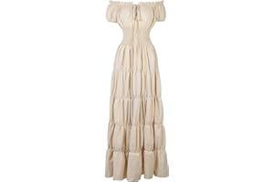 Bichingda Disfraz renacentista medieval para mujer, vestido campesino irlandés, cintura fruncida, vestido retro para cosplay