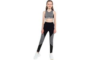 JanJean Kinder Mädchen Sportanzug Trainingsanzug Ärmellos Crop Top mit Tight Hose Leggings Sport Set Jogginganzug Mehrere Typen 4-16 Jahre