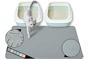 OHMO Tapis Litiere Chat en Silicone Caoutchouc(80 * 60cm), Facile à Nettoyer, Imperméable et Antidérapant, Tapis pour bac a Litiere chat