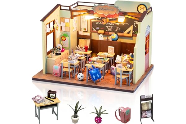Foyucool Maison Miniature en Bois, DIY Miniature avec Accessoires, Maquette à Construire pour Adultes et Adolescents, Cadeau Créatif pour Anniversaire ou Noël, Salle de Classe