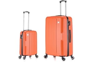 FLYMAX Large Suitcase + Cabin Suitcase Set 2pcs Luggage Set Hard Shell Luggage 4 Wheel Lightweight Luggage with 3 Digit Combination Lock Travel Case Check in
