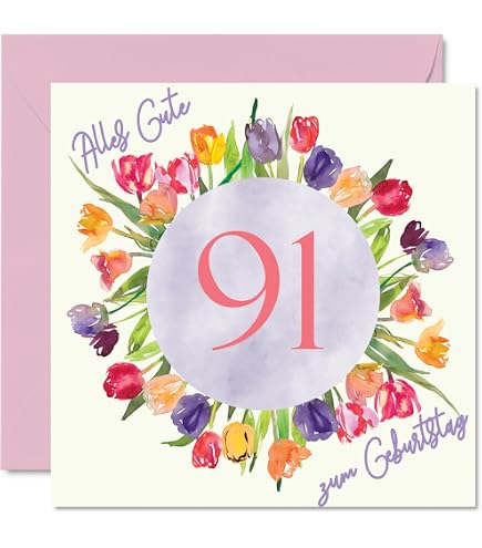 91. Geburtstagskarte „Happy Birthday“ – Elegantes Design Mit Luftballons, DIN A6, Inkl. Umschlag
