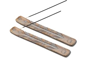 HANDY KALA Wooden Incense Stick Holder – Handmade Incense Stick burner painted by Artisans – Ideal for Aromatherapy, Meditation, Yoga – Ornamental piece for Home, Office Decor - Pack of 2 (White)