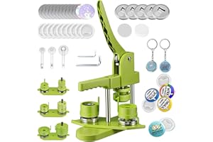 Máquina de Insignias de 25+32+58 mm Button Maker Machine 300 Juegos de Insignias de Plástico, Zimiking con 10 Abridores de Botellas, 10 Juegos de Llaveros, Moldes y Cortador de Papel Redondo (Verde)