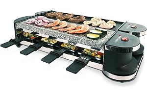 ‎KORONA Korona 45071 Drehbares Raclette | Raclette für 8 Personen | Antihaft-Grillplatte | Naturstein | Extra langes Kabel | Inkl. Zubehör