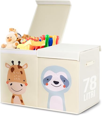 Set Di 3 Scatole Portagiochi Per Bambini Navaris | Design Dinosauri, Impilabili, 38x35x25 Cm | Organizza Giocattoli, Libri, Vestiti