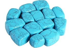 mookaitedecor 1lb/460g Blue Howlite Turquoise Crystals Tumble Stones Bulk, Semi Precious Tumbled Stones Decorative Rocks for Crafts Garden Plant Pot Decor Home Table Decoration