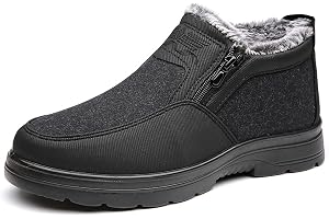 YIzdegg läderskor herr slip-on vinterskor herr fleece snöskor | Fodrade fritidsskor, vattentäta utomhusskor, halkfria vandrin