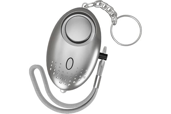 MUTUAL Alarme personnelle, Personnel Alarme, Alarme 140db Emergency Self Defense Security with LED Light for Women Girls Elderly Safety, Purple (Batteries Inclus) (Silver)