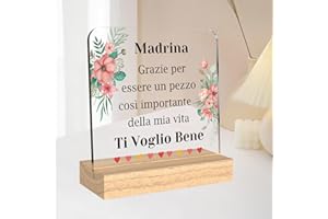XIOABRE Regalo Madrina Battesimo Regalo Madrina Compleanno Placca Acrilica Con Base In Legno Regalo Madrina Cresima Regalo Madrina Natale Cuore In Acrilico Regalo Per Madrina Regalo Per Madrina Cresima
