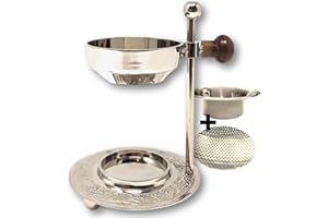 ‎MYZIRBE Weihrauchbrenner verstellbar - Räuchergefäß höhenverstellbar zum Räuchern von Weihrauch oder Harzen mit Rächuersieb und Schale (Silber Nickel)