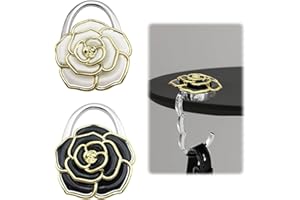 Wefaly Crochet de Sac à Main, 2 Pièces Porte Sac à Main Table Accroche Sac Pliable en Métal Portable Accroche Sac Anti-dérapant Idée Cadeau (Noir + blanc)