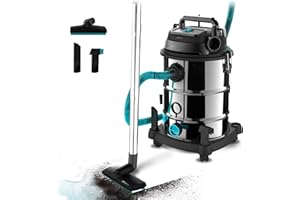 Cecotec Aspirador de Sólidos y Líquidos de 30 L Conga Rockstar Wet & Dry Steel Pro. 1600 W, 23 kPa, Sistema de Drenado, Aspir