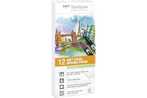 Rotulador tombow acuarelable doble punta pincel colores pastel estuche de 12 unidades colores surtidos