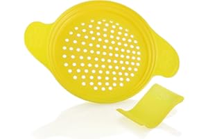 ‎MUXEL Muxel Spätzlewunder die Alternative für Spätzlebrett, Hobel, Spätzlepresse. Mit Schaber in Gelb