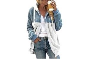 riou Mujer Sudadera con Capucha Chaqueta Jersey Talla Grande Hoodie Suave y Confortable Suelto Empalme de Rayas Manga Larga Suéter Cálido Pullover Otoño Invierno