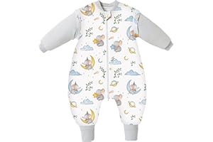 Chilsuessy Sleeping Bag with Feet,Sleeping Bag Baby, Removable Sleeves,Toddler Sleeping Bag with Legs, Baby Sleeping Bag Winter,Toddler Sleep Sack, Grey Elephant/3.5 Tog, 2-3 Years