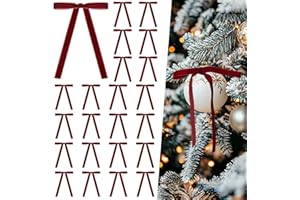 Miaikoe 24 Stück Samt Bügen für Weihnachtsbaum Rustikale Samt Weihnachtsornamente Rustikale Bügen für Tür Girande Kranz Geschenk Party Dekoration (Breite von 1cm, Burgund)